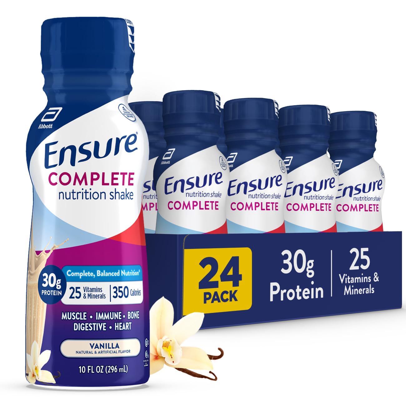 Ensure COMPLETE Chocolate Nutrition Shake, Balanced Meal Replacement, 24pk | These Meal-Replacement Shakes Provide Adults Complete, Balanced Nutrition with 25 Vitamins & Minerals, and 4g Fiber
