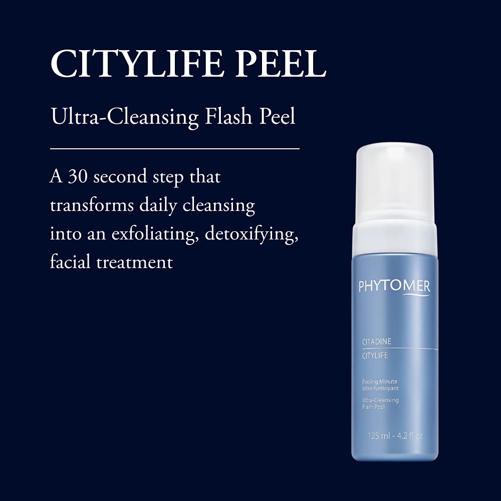 PHYTOMER Citylife Ultra Cleansing Facial Peel | Detoxifying Clarifying Facial Treatment | Hydrating Exfoliator for Soft, Smooth Skin | Rapid Beauty Treatment for Dull Skin | 125ml