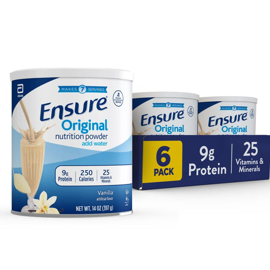 Ensure Original Vanilla Nutrition Powder, Small Meal Replacement, 6 Pack | When Mixed, Each Adult Nutritional Drink has 9g Protein, 25 Vitamins & Minerals, and 250 Calories makes 42 Nutrition Shakes