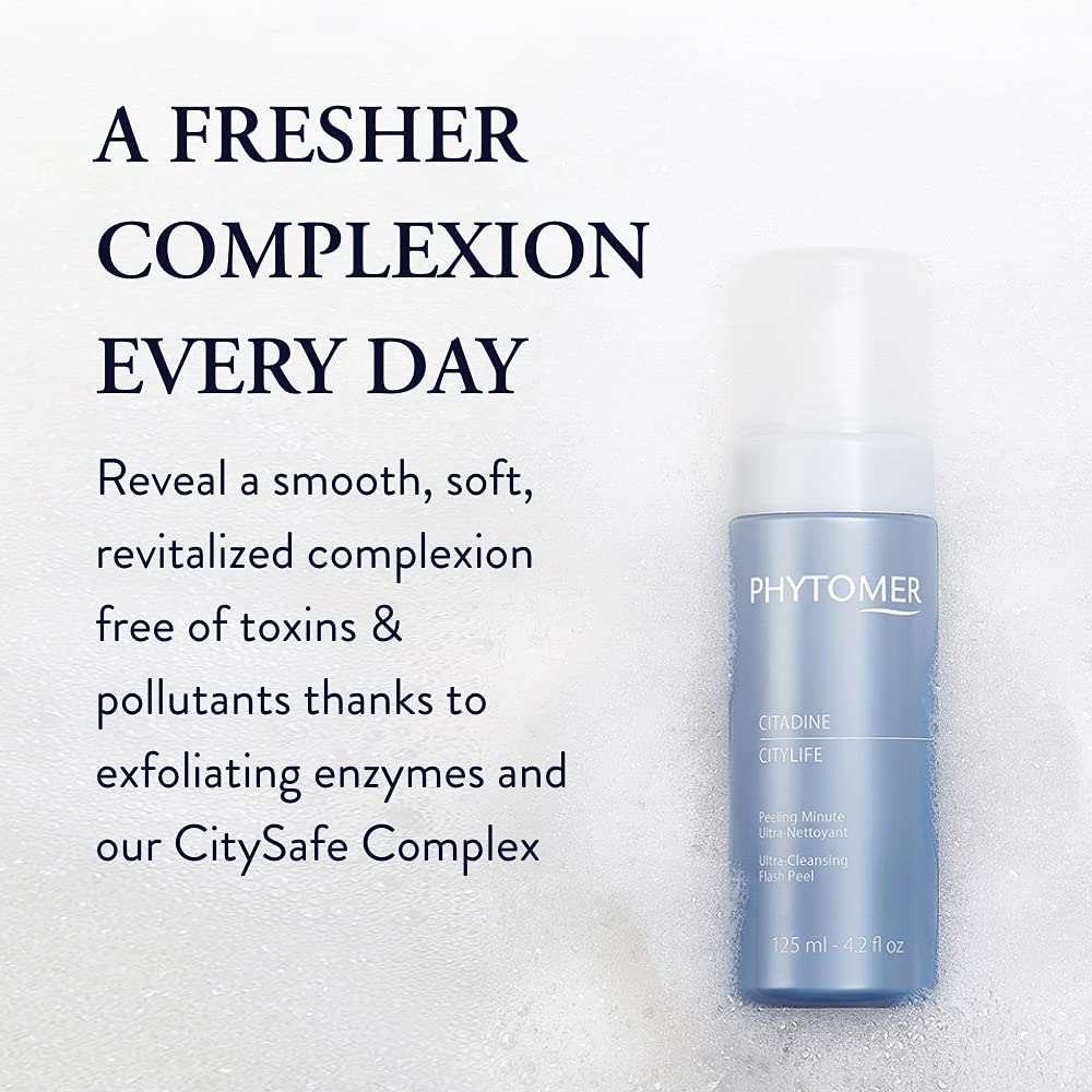 PHYTOMER Citylife Ultra Cleansing Facial Peel | Detoxifying Clarifying Facial Treatment | Hydrating Exfoliator for Soft, Smooth Skin | Rapid Beauty Treatment for Dull Skin | 125ml