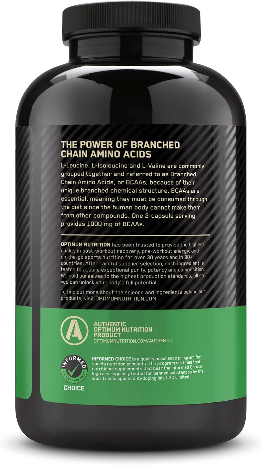 Optimum Nutrition BCAA Capsules, Keto Friendly, 1000mg, 400 Ct
