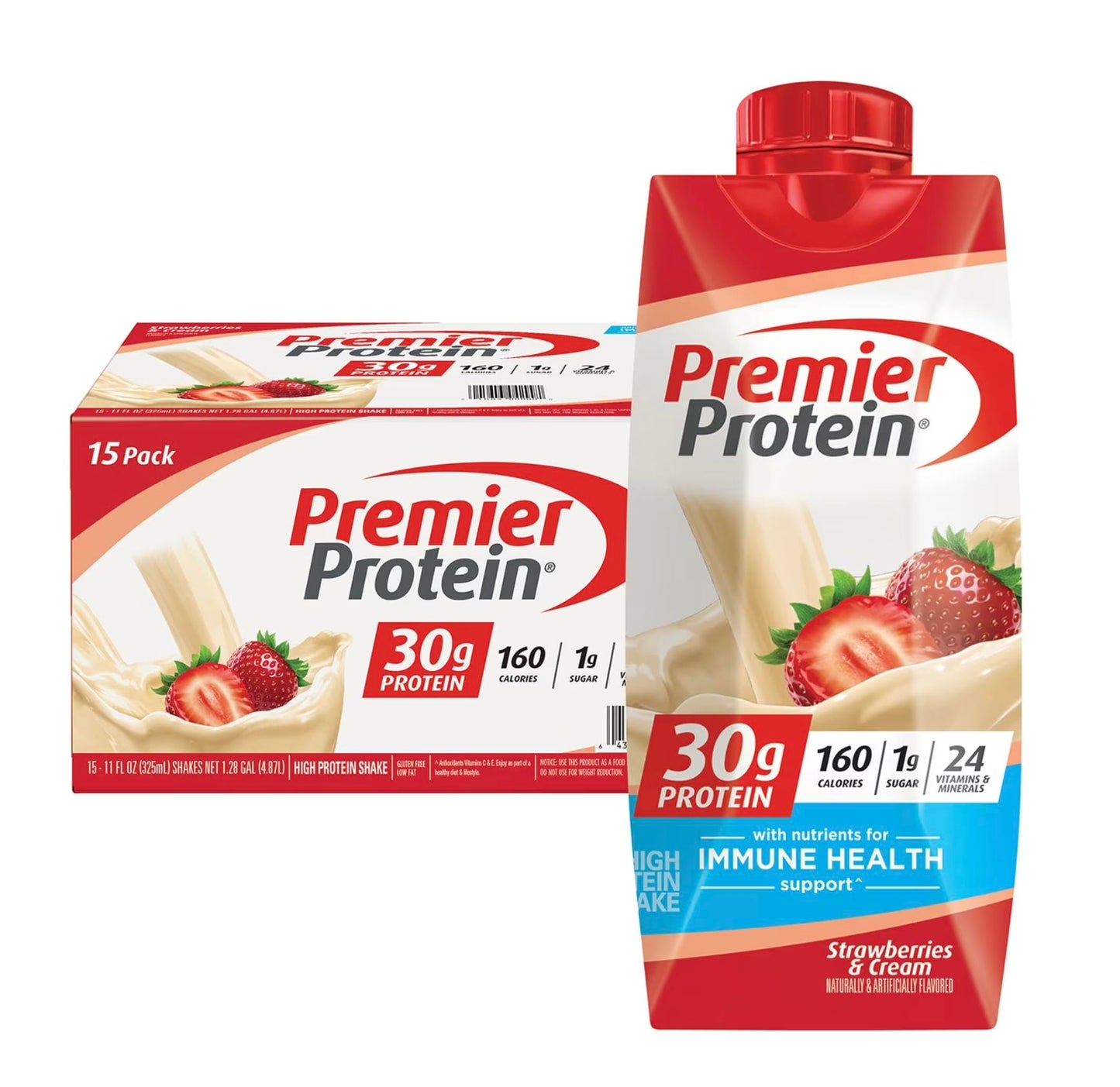 Premier Protein 30g High Protein Shake, Vanilla, 12 Pack | 160 Calories, 24 Vitamins & Minerals, No Added Sugar, Supports Muscle Health, Gluten-Free, 11 oz