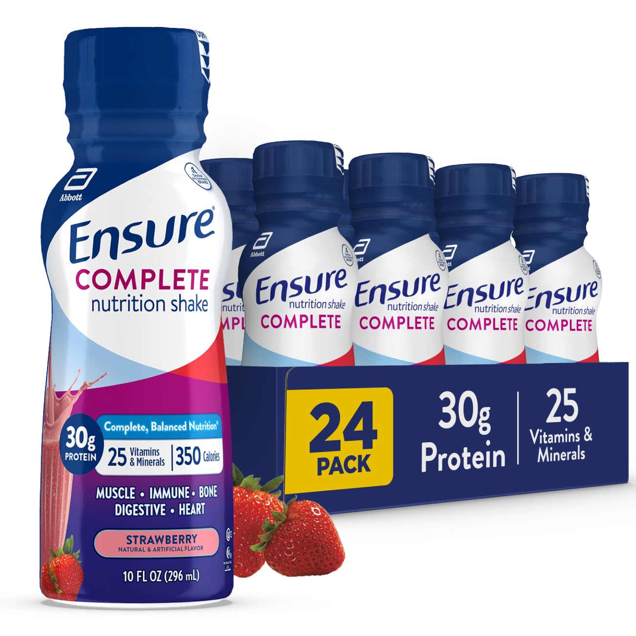 Ensure COMPLETE Chocolate Nutrition Shake, Balanced Meal Replacement, 24pk | These Meal-Replacement Shakes Provide Adults Complete, Balanced Nutrition with 25 Vitamins & Minerals, and 4g Fiber
