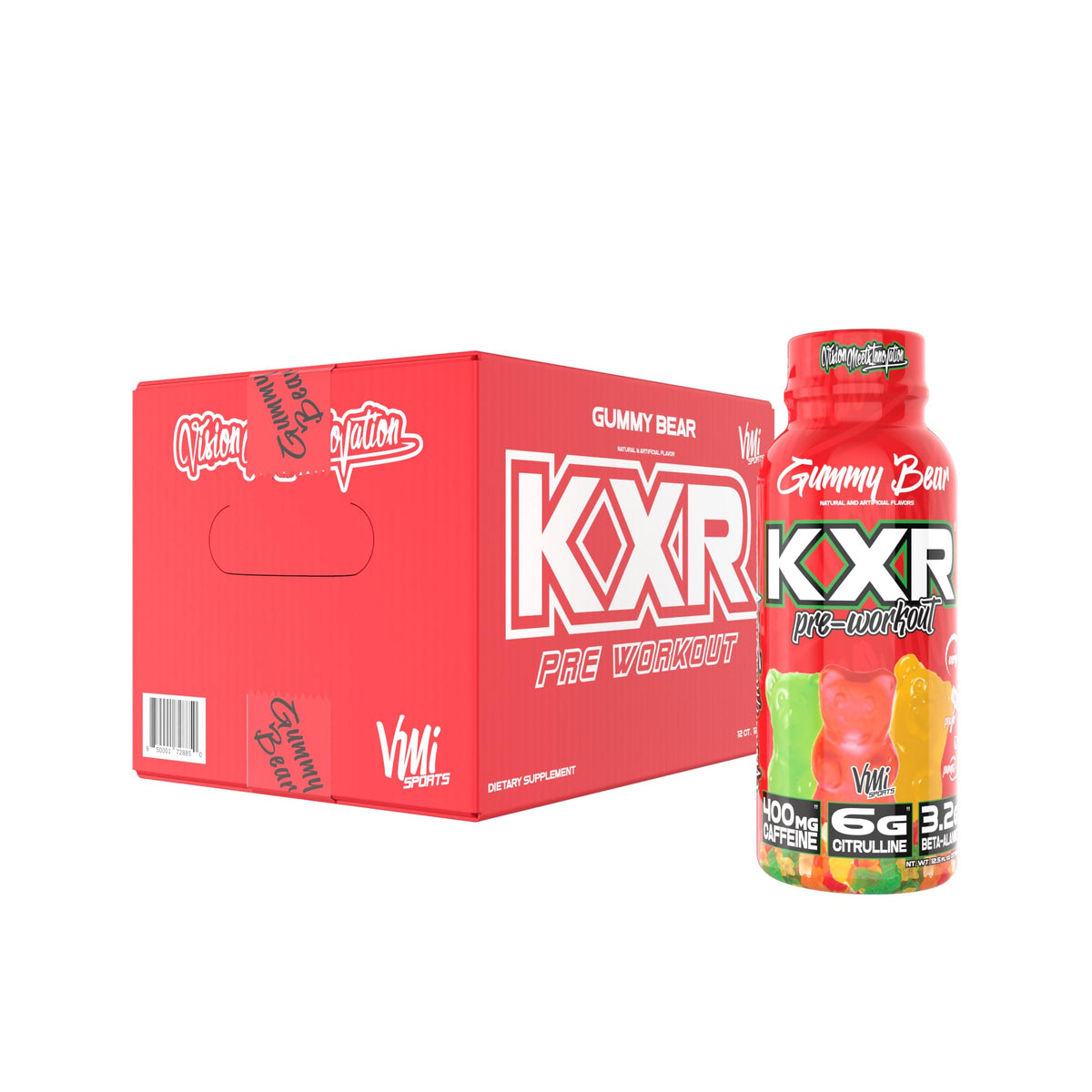 VMI Sports KXR High Stimulant Pre-Workout Energy Ready to Drink 400mg Caffeine, 6g Citrulline, 3.2g Beta-Alanine | Delicious – Convenient – Powerful | 12.5 oz Bottles (Miami Vice, 12 Bottles)