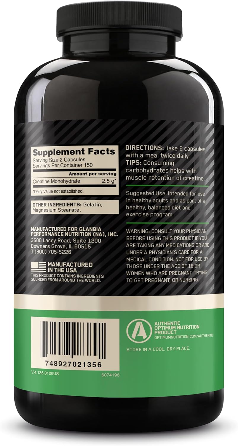Optimum Nutrition Micronized Creatine Monohydrate Capsules, 300 Ct