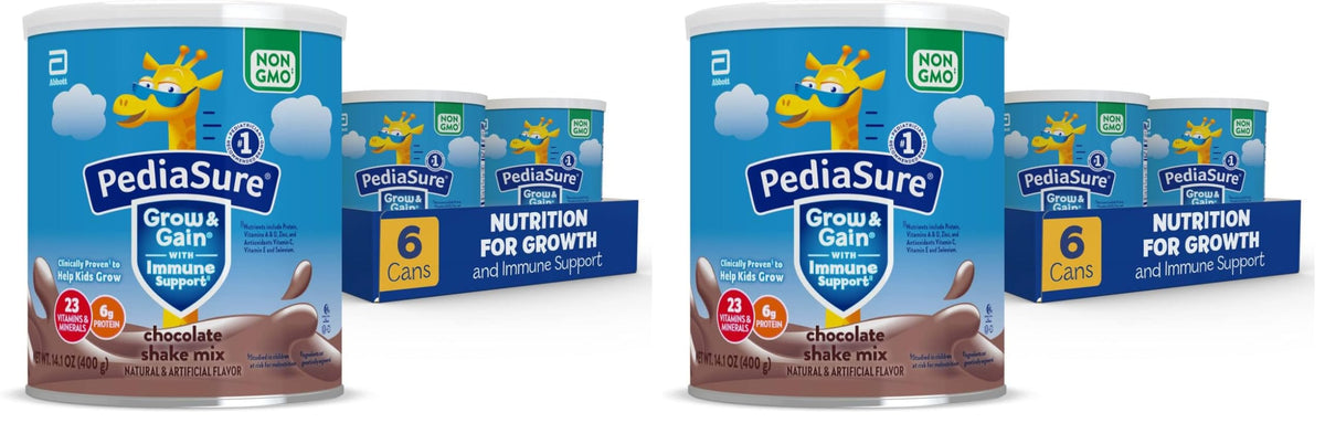 PediaSure Grow & Gain Shake Mix, 6g Protein, Vanilla, 14.1 oz Can, 3pk
