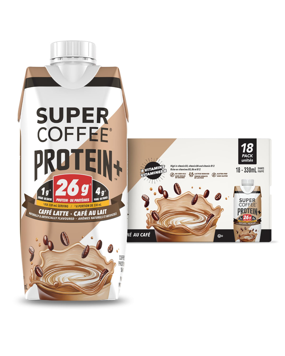 SUPER COFFEE+, Keto Coffee (0g Added Sugar, 150 Calories) [Vanilla] 11 Fl Oz, 18 Pack | Iced Smart Coffee Drinks