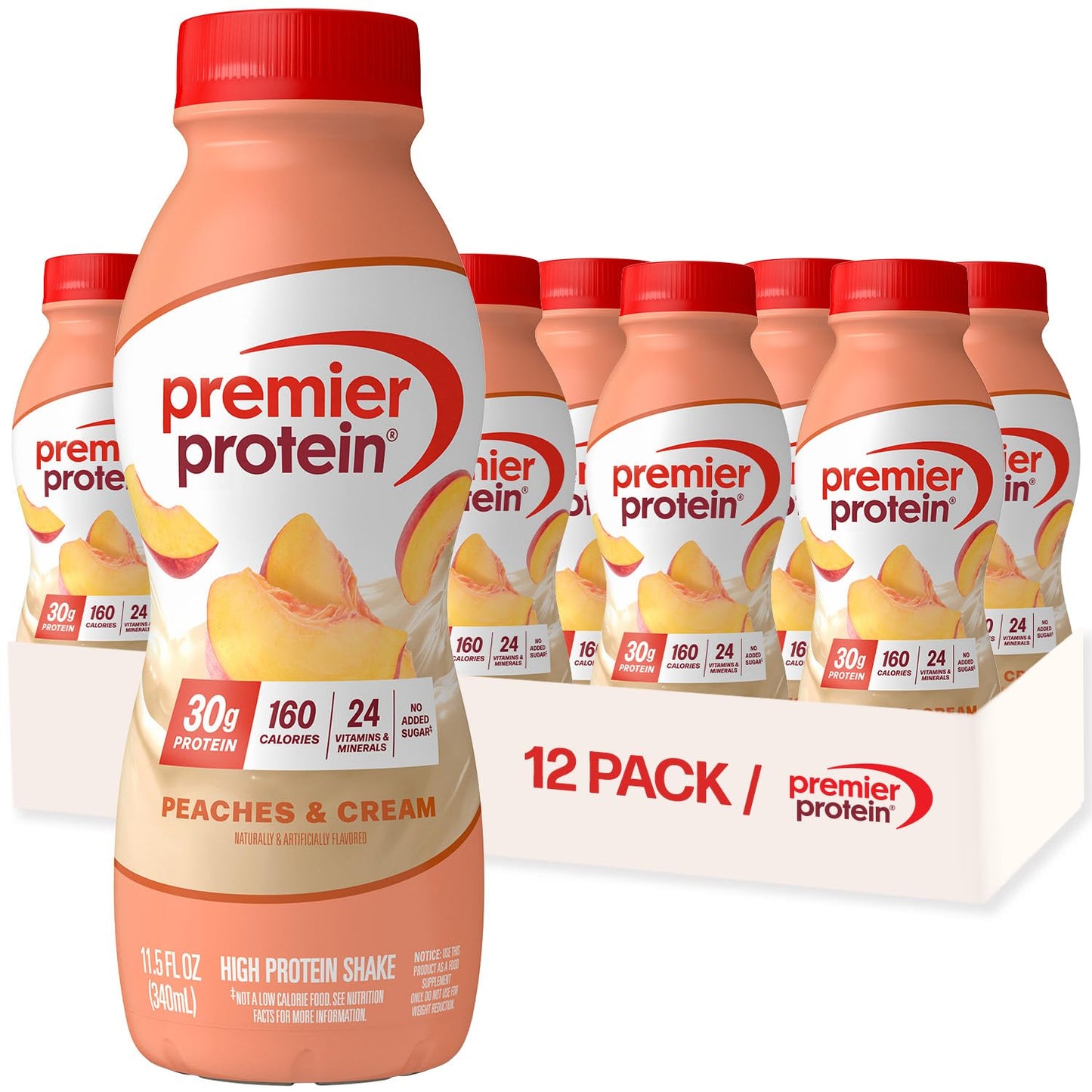 Premier Protein 30g High Protein Shake, Vanilla, 12 Pack | 160 Calories, 24 Vitamins & Minerals, No Added Sugar, Supports Muscle Health, Gluten-Free, 11 oz