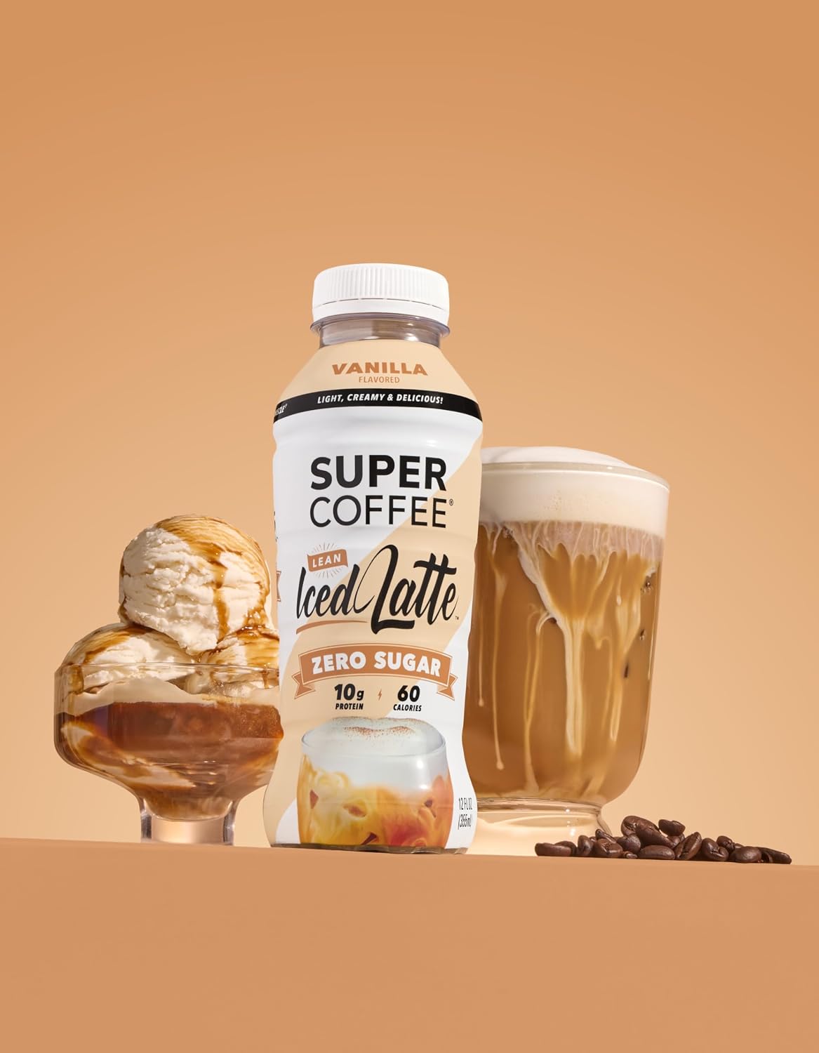 SUPER COFFEE+, Keto Coffee (0g Added Sugar, 150 Calories) [Vanilla] 11 Fl Oz, 18 Pack | Iced Smart Coffee Drinks