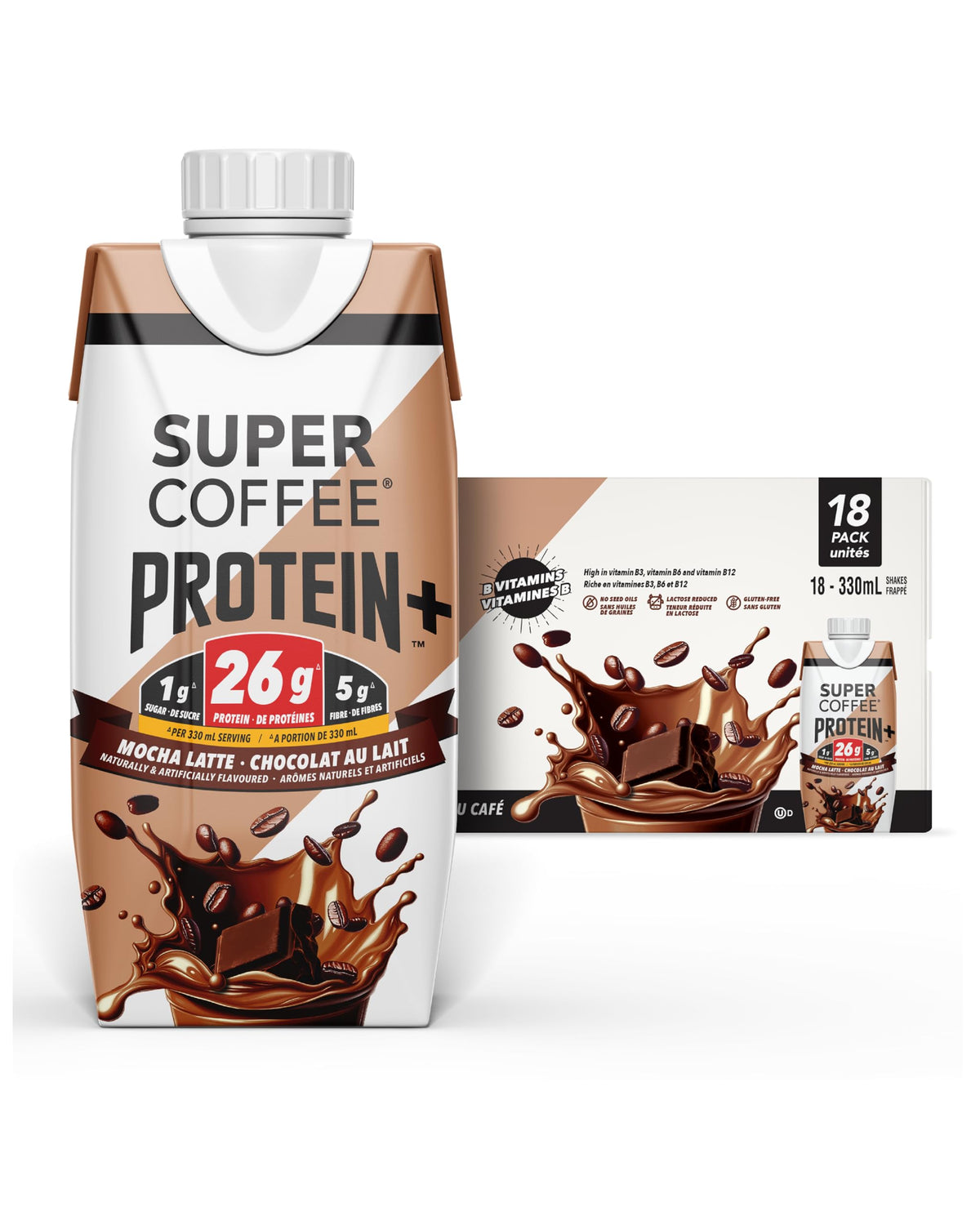 SUPER COFFEE+, Keto Coffee (0g Added Sugar, 150 Calories) [Vanilla] 11 Fl Oz, 18 Pack | Iced Smart Coffee Drinks