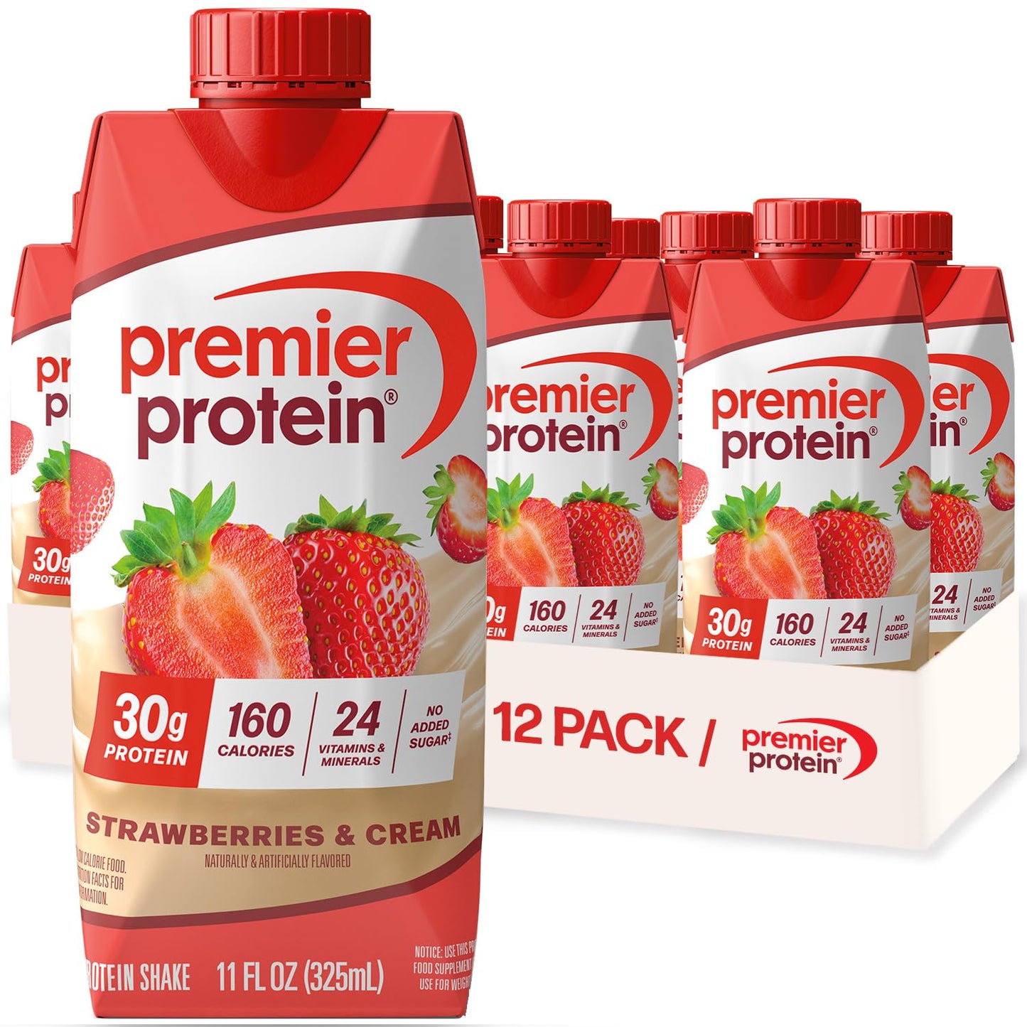 Premier Protein 30g High Protein Shake, Vanilla, 12 Pack | 160 Calories, 24 Vitamins & Minerals, No Added Sugar, Supports Muscle Health, Gluten-Free, 11 oz