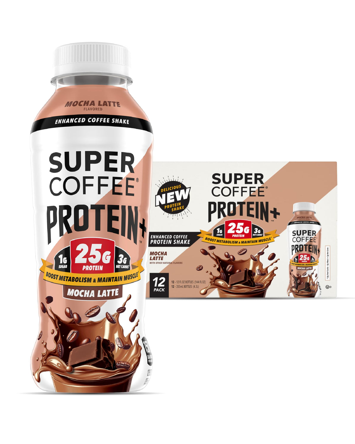 SUPER COFFEE+, Keto Coffee (0g Added Sugar, 150 Calories) [Vanilla] 11 Fl Oz, 18 Pack | Iced Smart Coffee Drinks