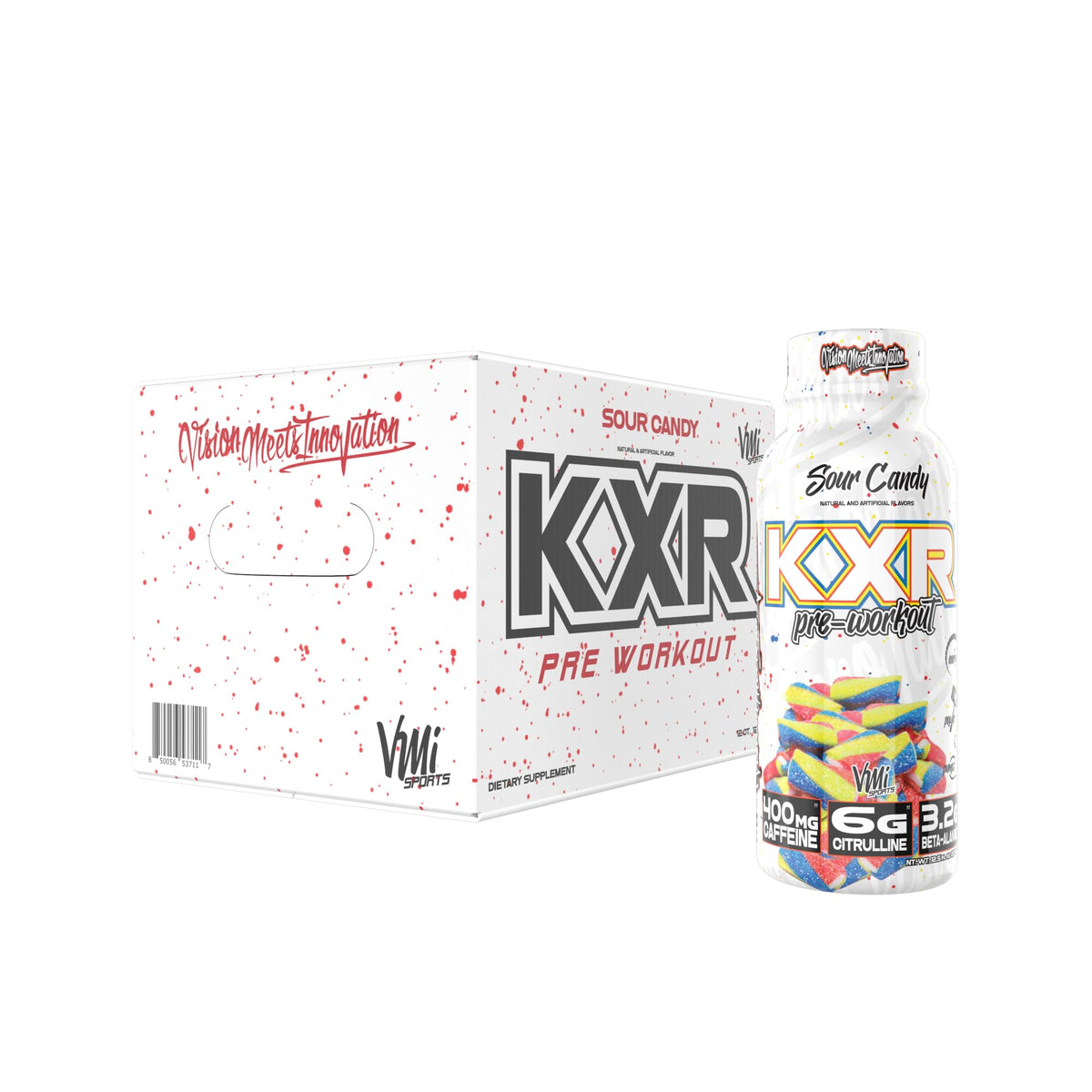 VMI Sports KXR High Stimulant Pre-Workout Energy Ready to Drink 400mg Caffeine, 6g Citrulline, 3.2g Beta-Alanine | Delicious – Convenient – Powerful | 12.5 oz Bottles (Miami Vice, 12 Bottles)