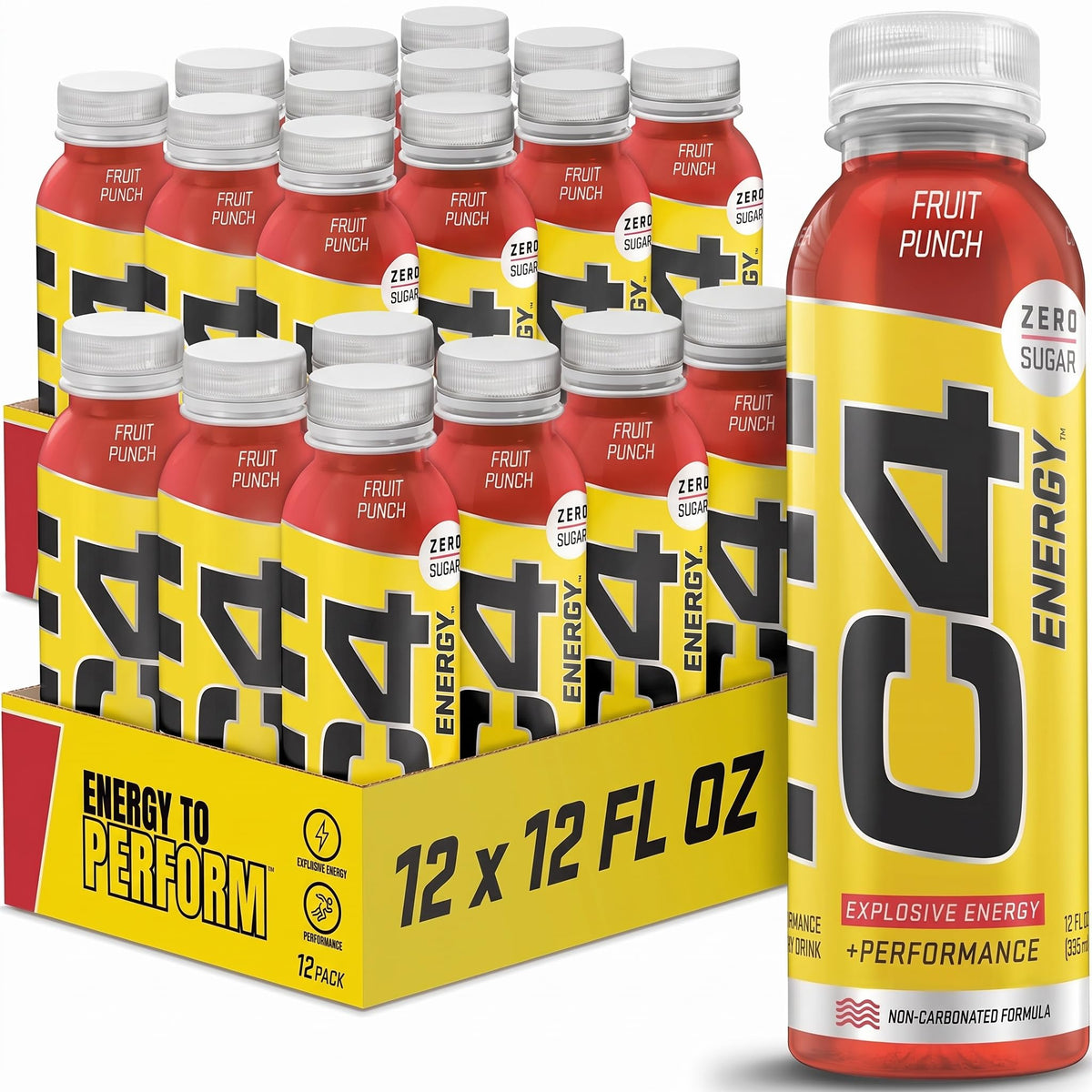 C4 Non-Carbonated Energy Drink with Zero Sugar, Fruit Punch, 12pk