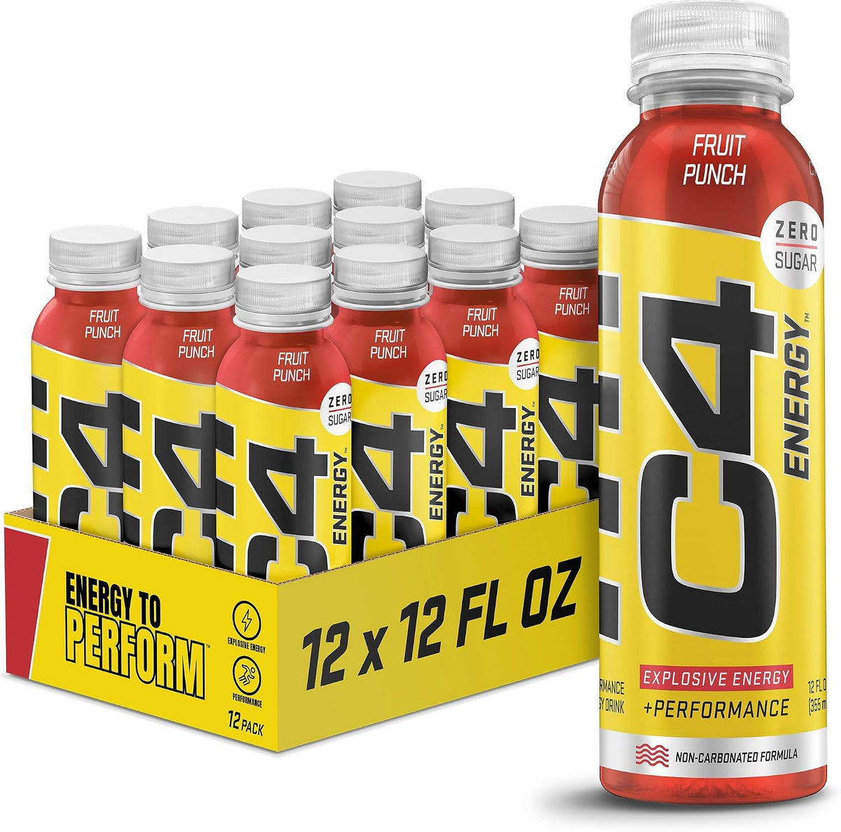 C4 Non-Carbonated Energy Drink with Zero Sugar, Fruit Punch, 12pk