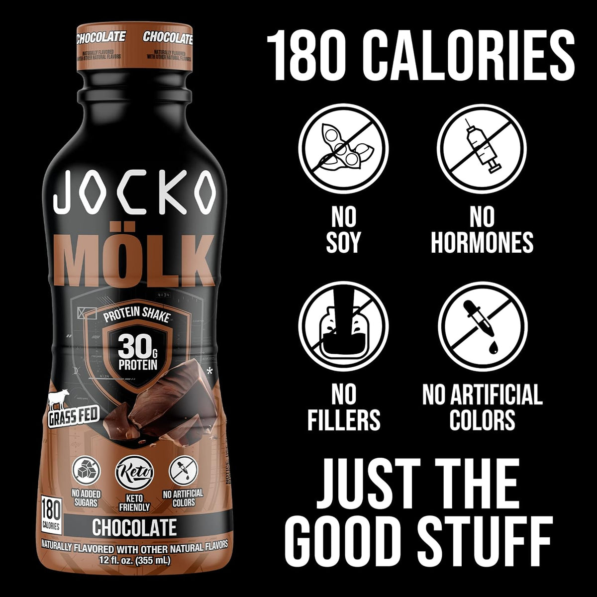 Jocko Fuel High Protein Shakes, Chocolate, 12 fl oz | 12 Pack