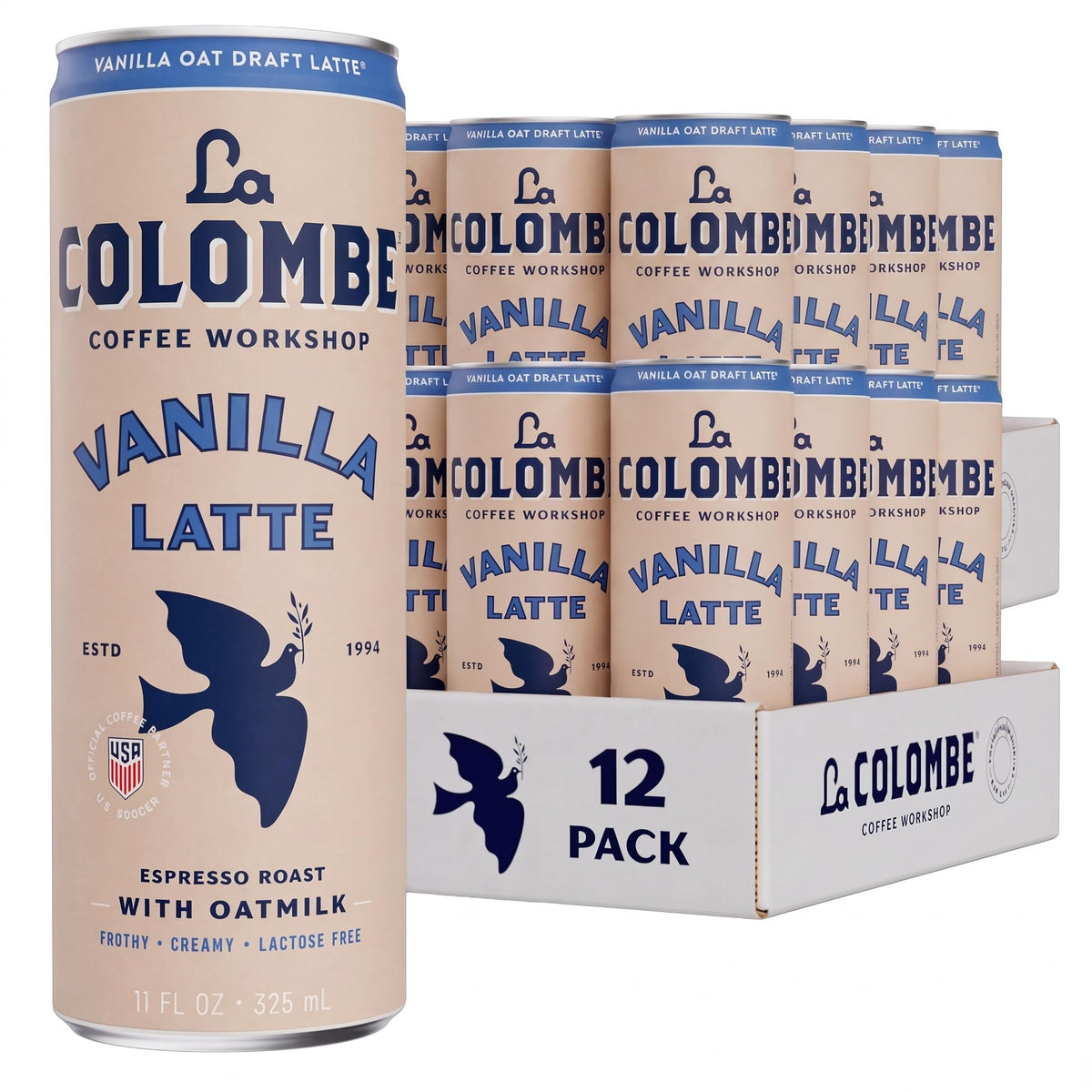 La Colombe Coffee, Oatmilk Vanilla Latte, 11 fl oz Cans (Pack of 12), Coffeehouse Quality Cold Brew, Specialty Grade Coffee Beans, Ready-to-Drink On-the-Go