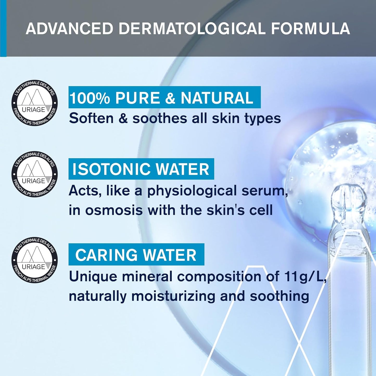 Uriage Face Mist Thermal Water, 100% Pure & Natural, + 32% of Hydratation after 1 hour, hydrates, Soothes, Fresh Spray, Multi-purpose, for the whole Family
