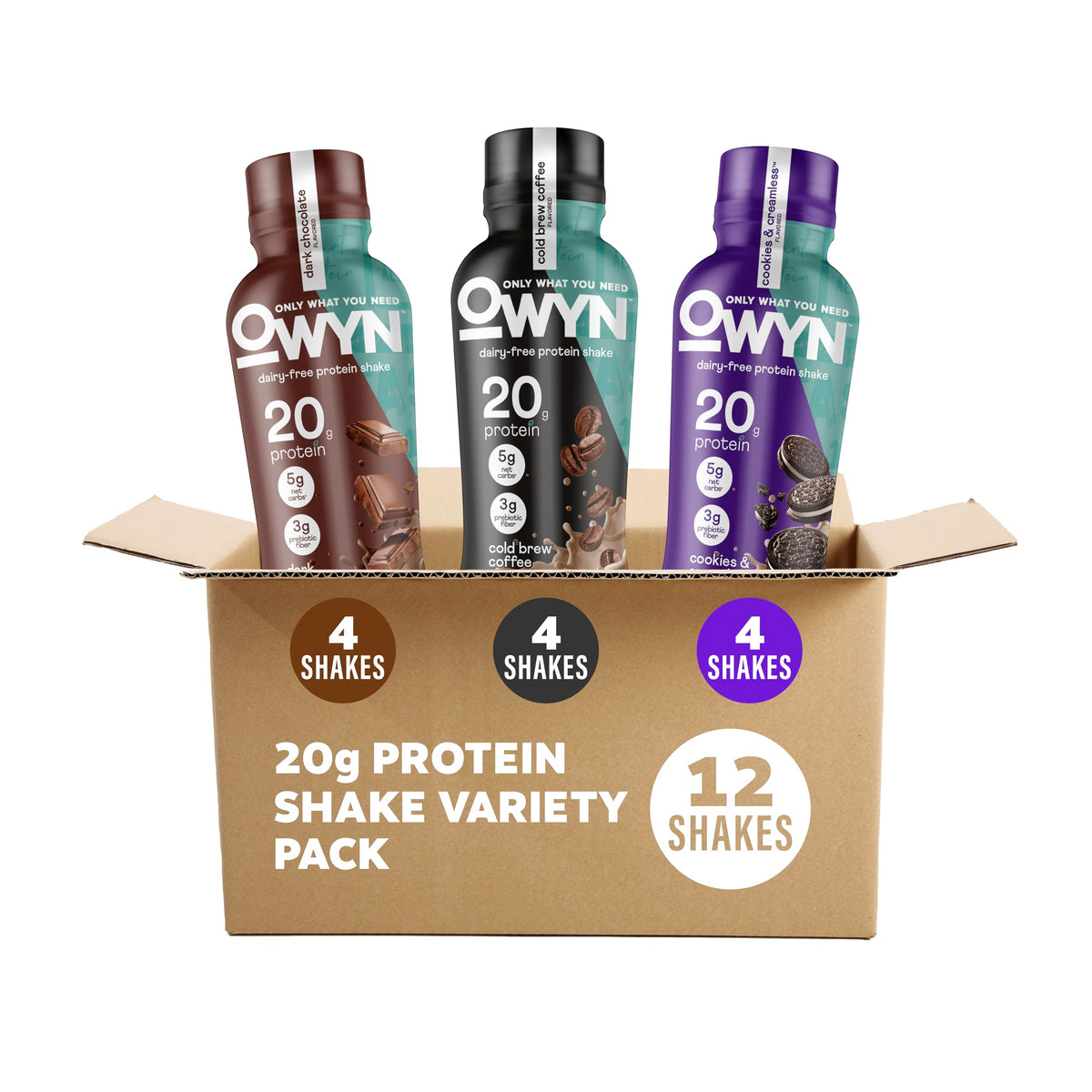OWYN Only What You Need Dark Chocolate Flavored 20g Protein Shake, 12 Ct