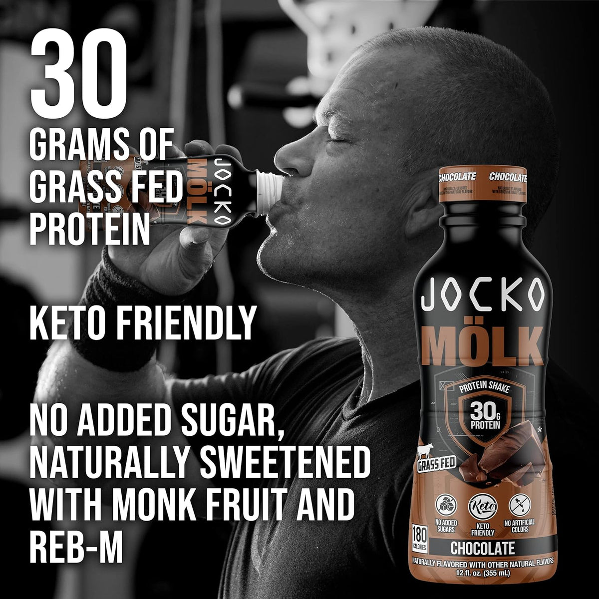 Jocko Fuel High Protein Shakes, Chocolate, 12 fl oz | 12 Pack