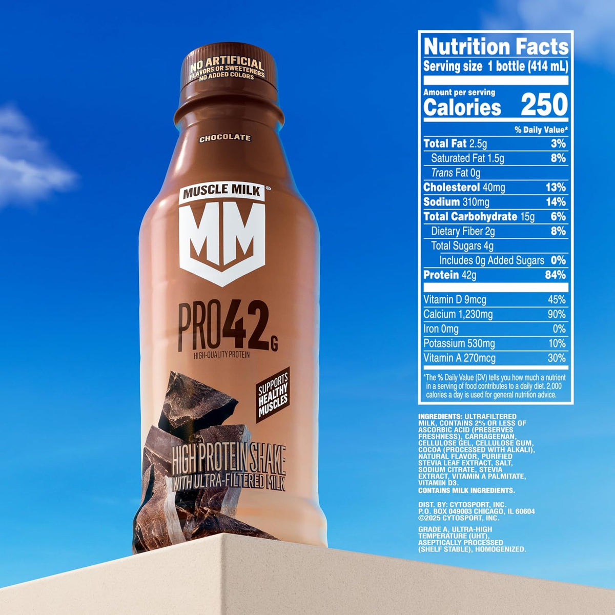 Muscle Milk Pro High Protein Shake, Chocolate, 14 fl oz Bottles, (12 Pack)