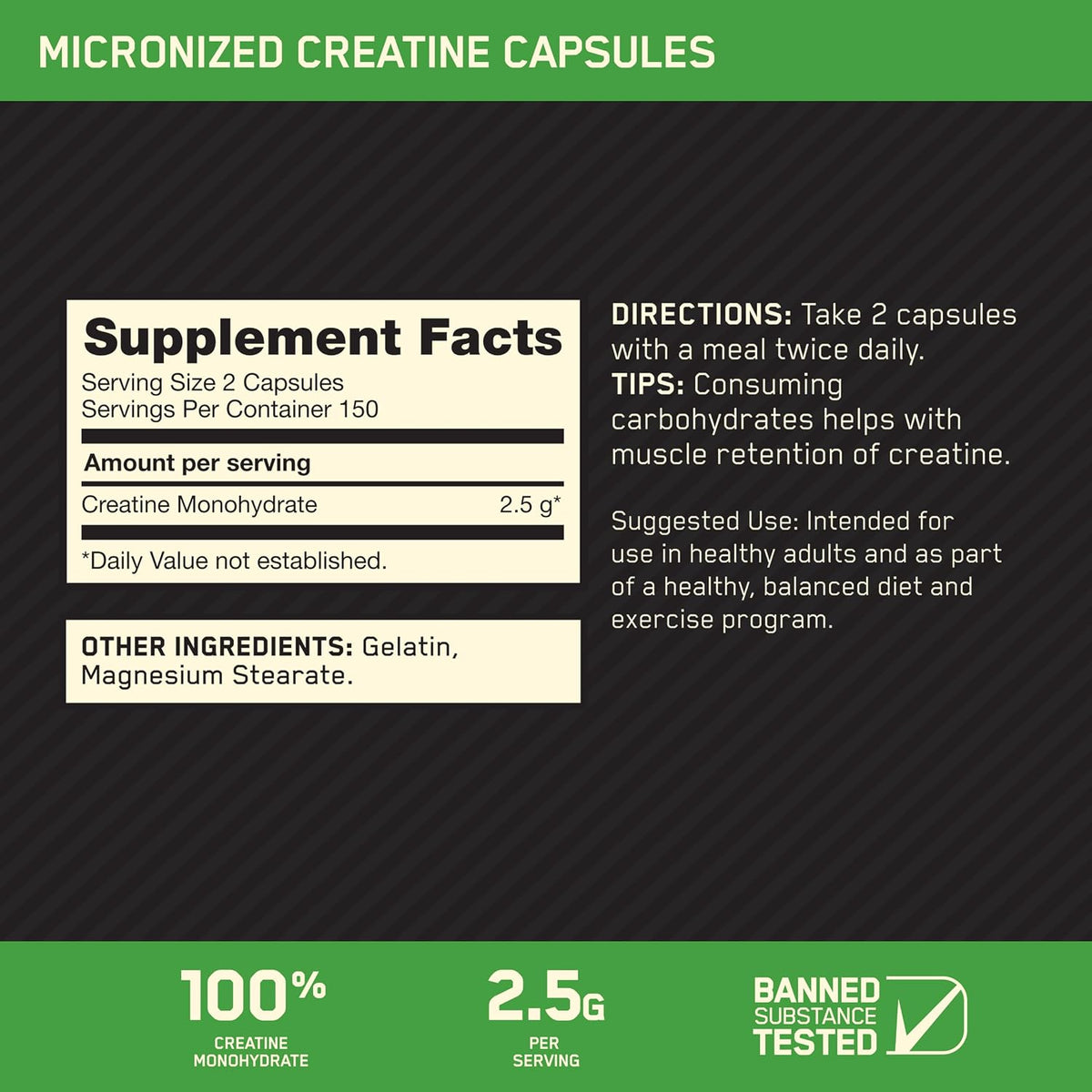 Optimum Nutrition Micronized Creatine Monohydrate Capsules, 300 Ct