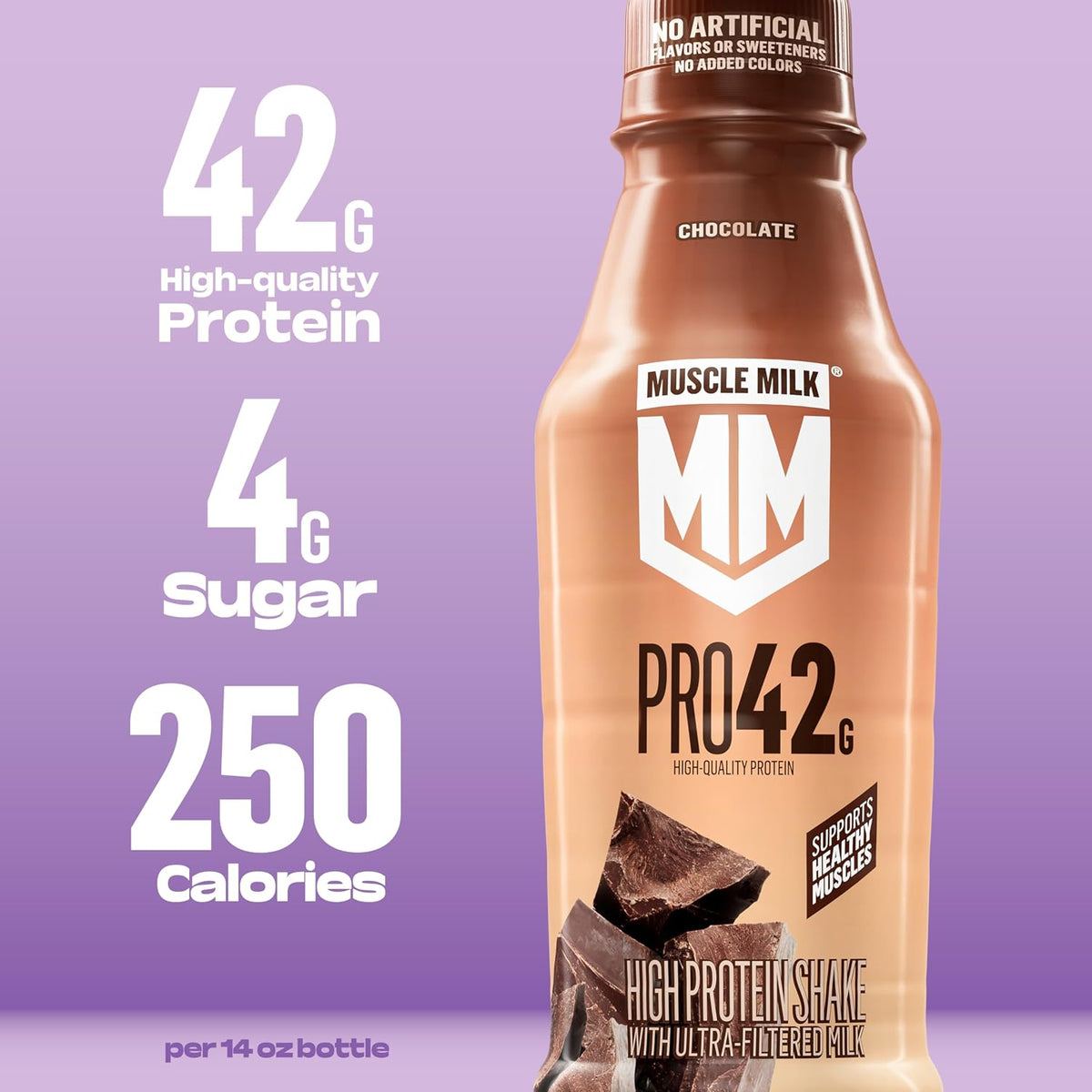 Muscle Milk Pro High Protein Shake, Chocolate, 14 fl oz Bottles, (12 Pack)